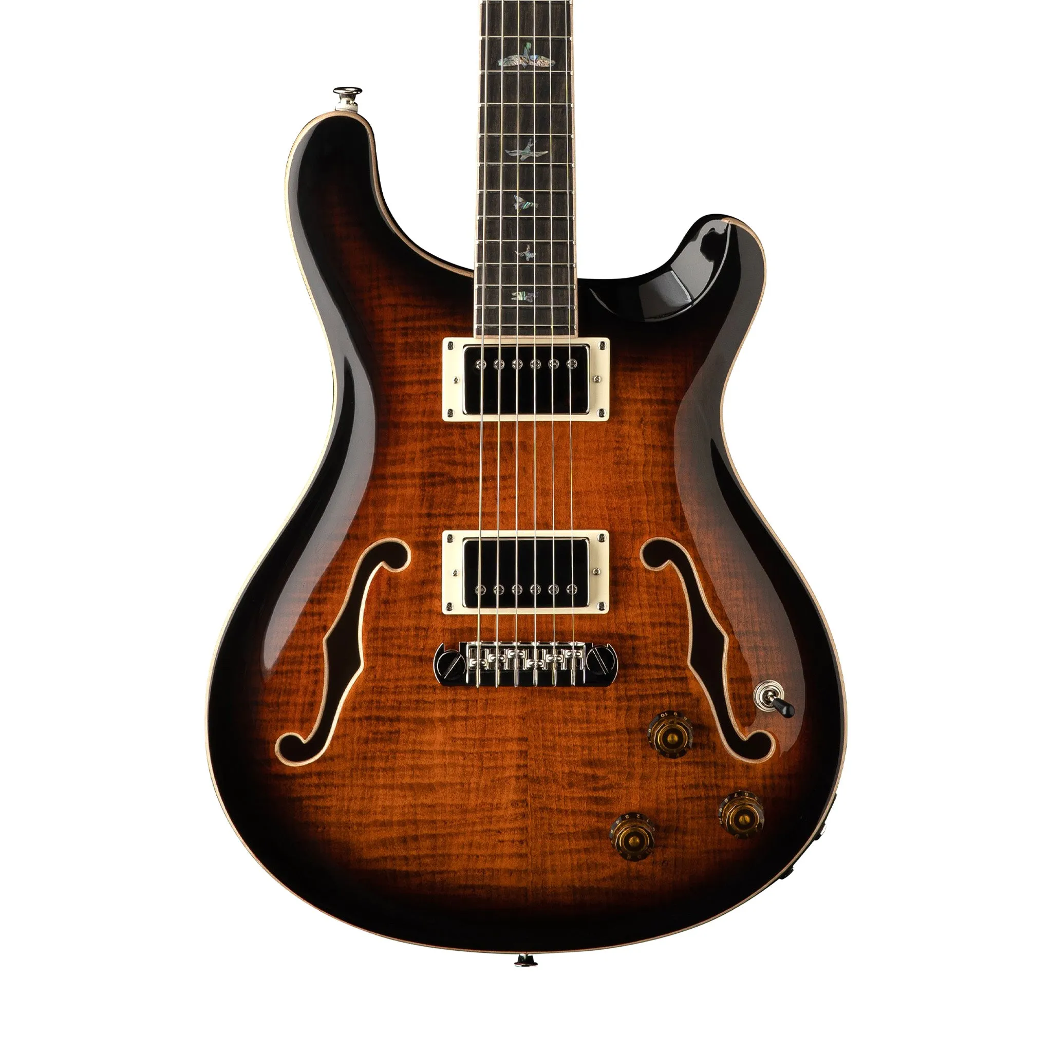 PRS SE Hollowbody II Piezo Electric Guitar w/Case, Orange Tiger Smokeburst