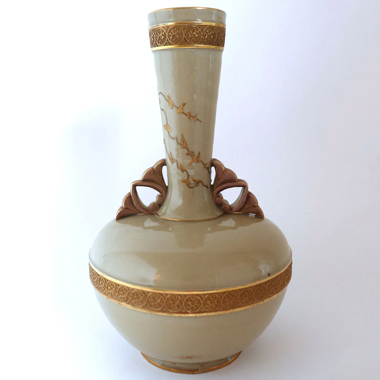 Rare American D.F. Haynes Severn Ware Aesthetic Movement Porcelain Bottle Vase