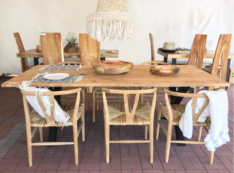 Recycled Table with Black Metal Cross Legs
