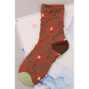 Rufia - Brown Embossed Women's Socks