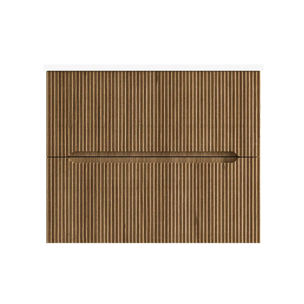 Runway 2 Drawers Bathroom Vanity with Solid Surface Matte White without Faucet Hole - Wall Mount - 24" Mdf/Light Wood