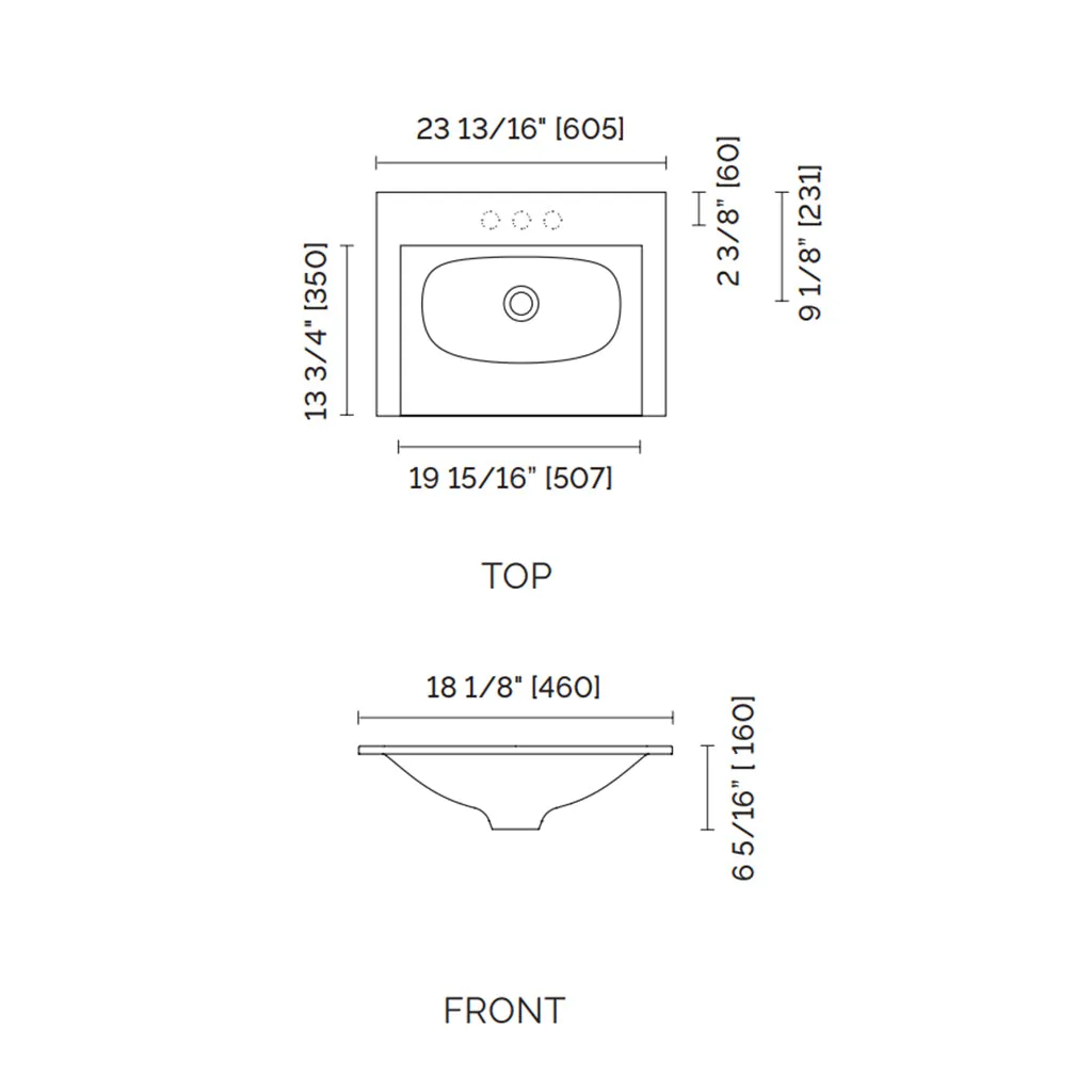 Runway 2 Drawers Bathroom Vanity with Solid Surface Matte White without Faucet Hole - Wall Mount - 24" Mdf/Light Wood