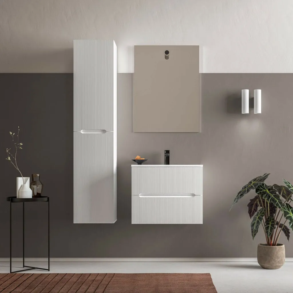 Runway 2 Drawers Bathroom Vanity with Solid Surface Matte White without Faucet Hole - Wall Mount - 24" Mdf/Matt White