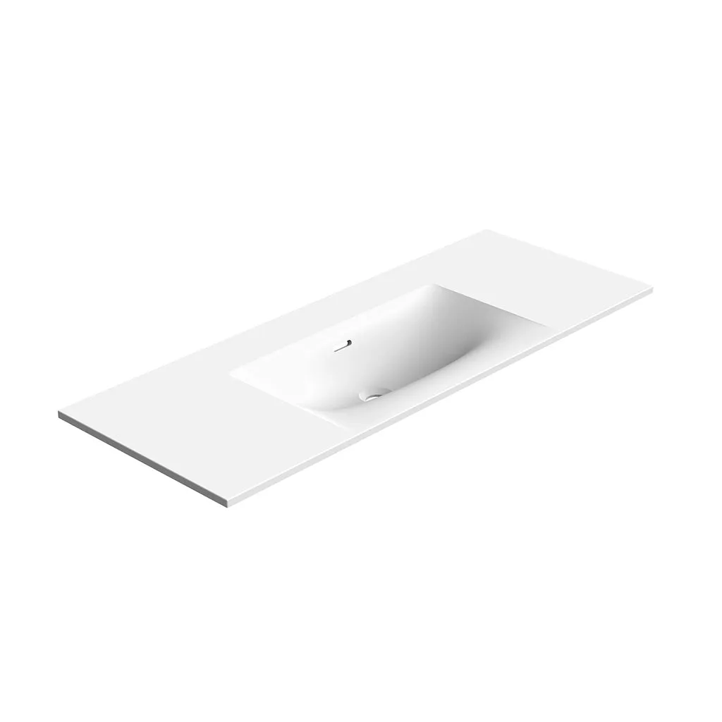 Runway 2 Drawers Bathroom Vanity with Solid Surface Matte White without Faucet Hole - Wall Mount - 48" Mdf/Matt Black