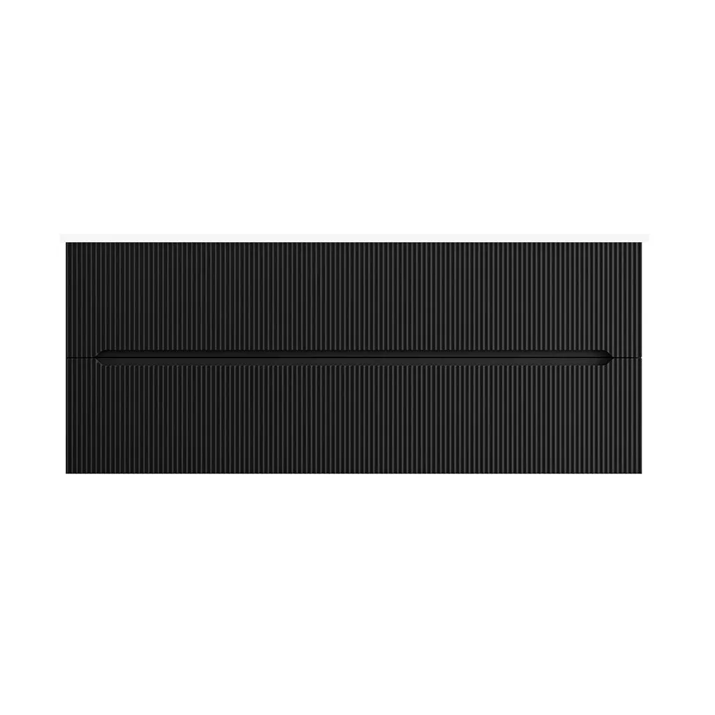 Runway 2 Drawers Bathroom Vanity with Solid Surface Matte White without Faucet Hole - Wall Mount - 48" Mdf/Matt Black