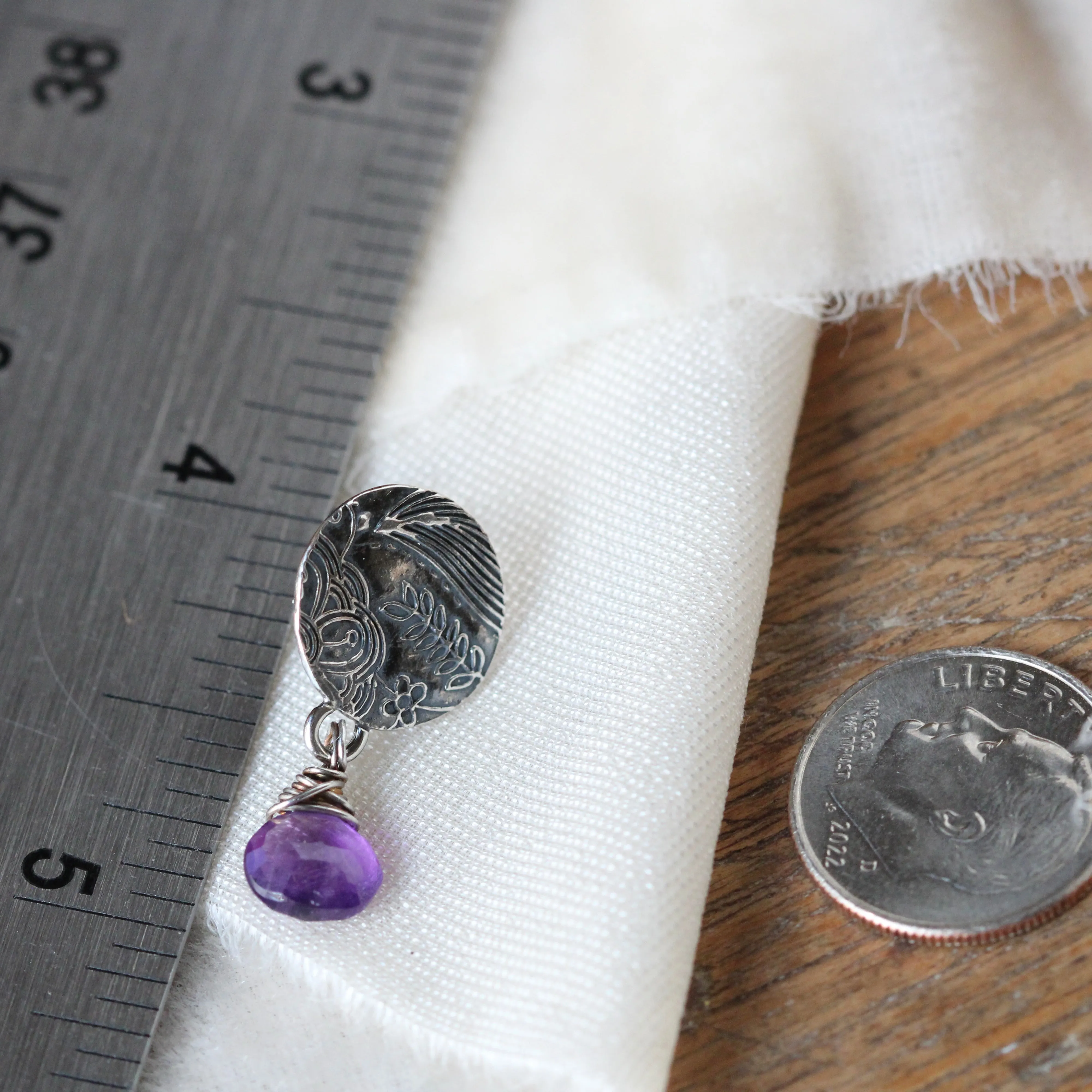sapphire and sterling silver midnight garden post earrings