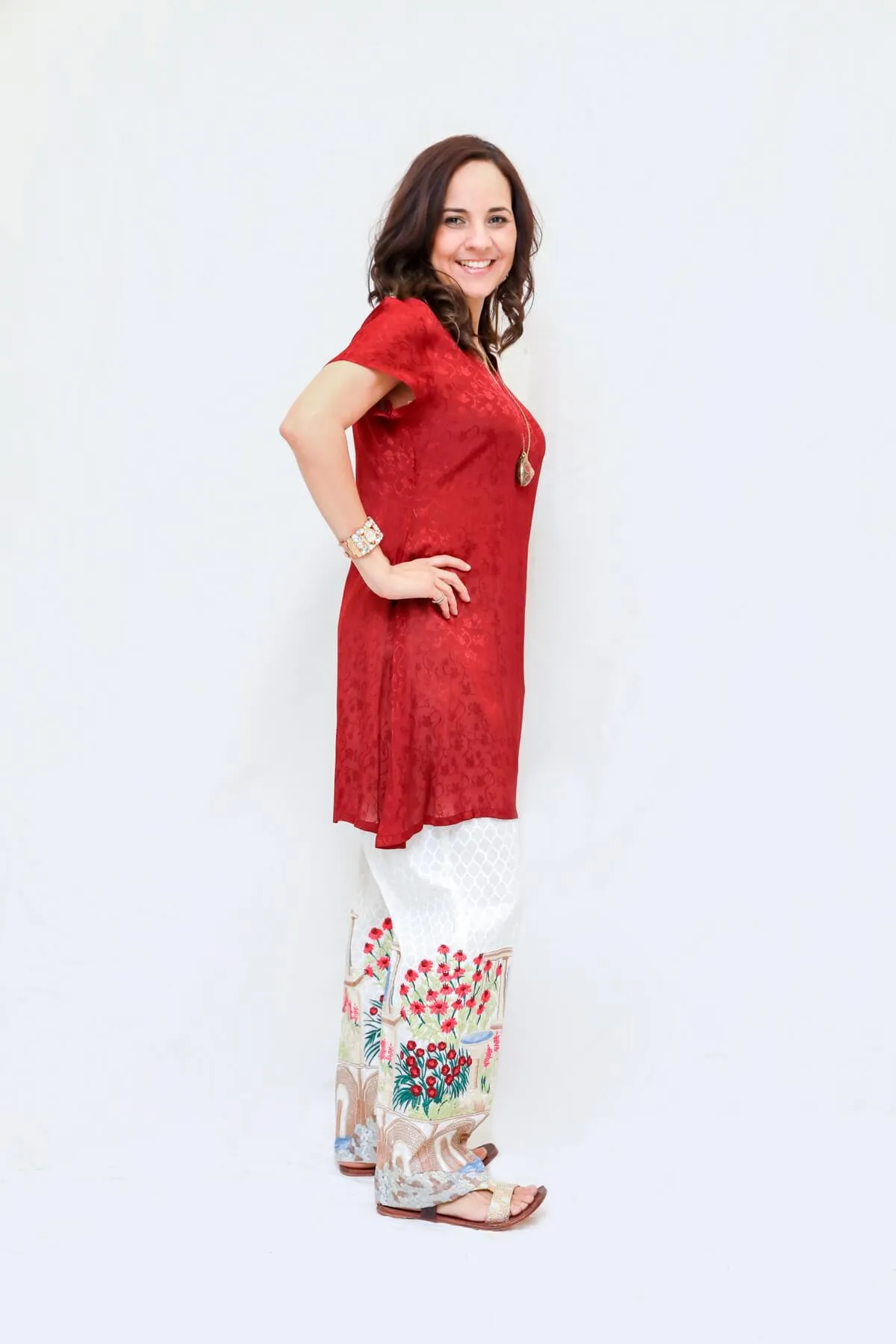 Silk Shirt Kurti- Cotton Pant
