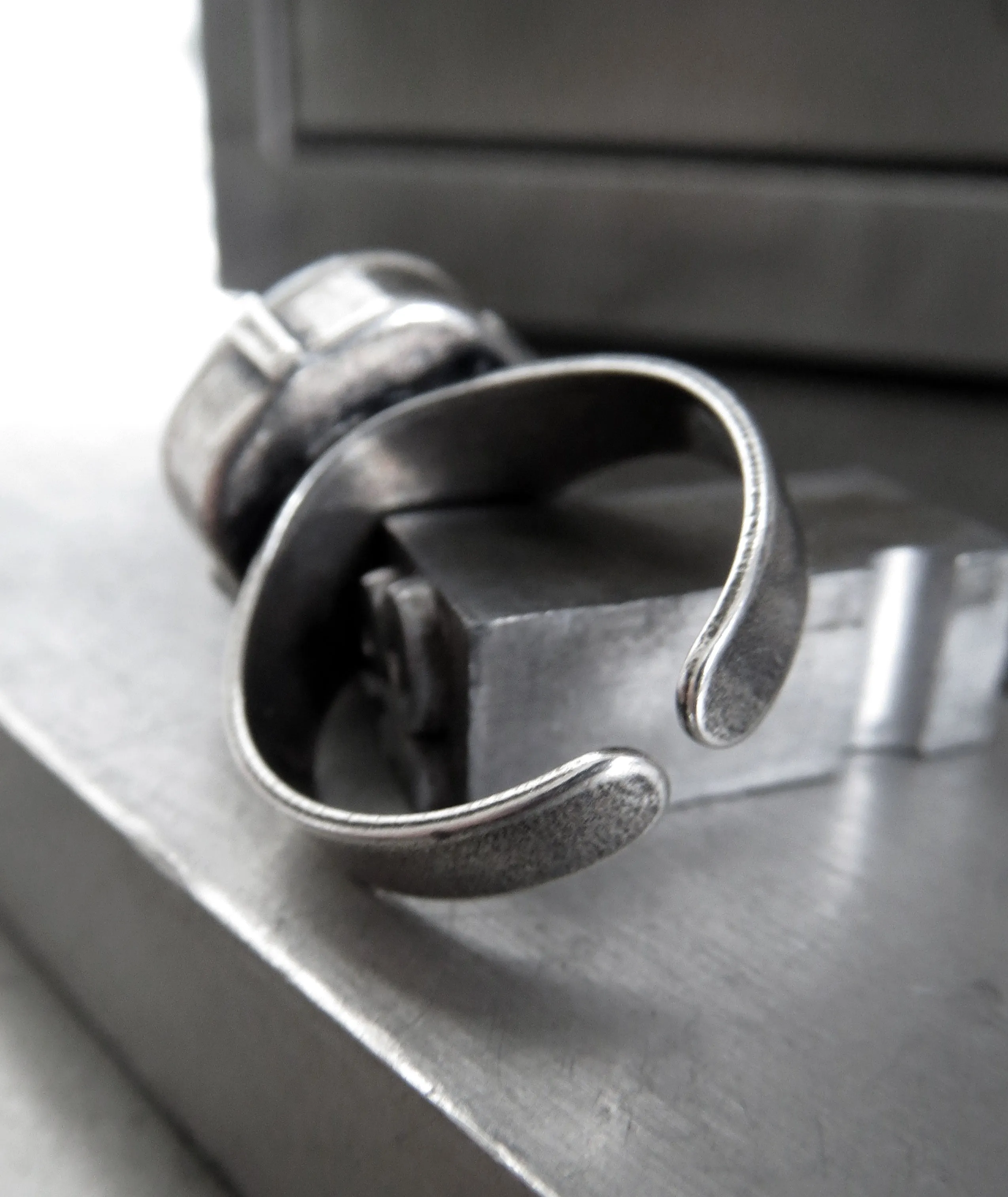 SILK SMOKE - Warm Silver Grey Crystal Ring - 2 Crystal Size Options