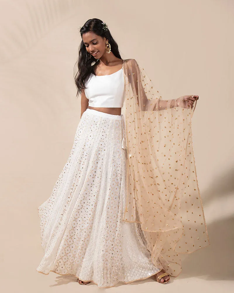 Snowflakes and Gold Lehenga Set
