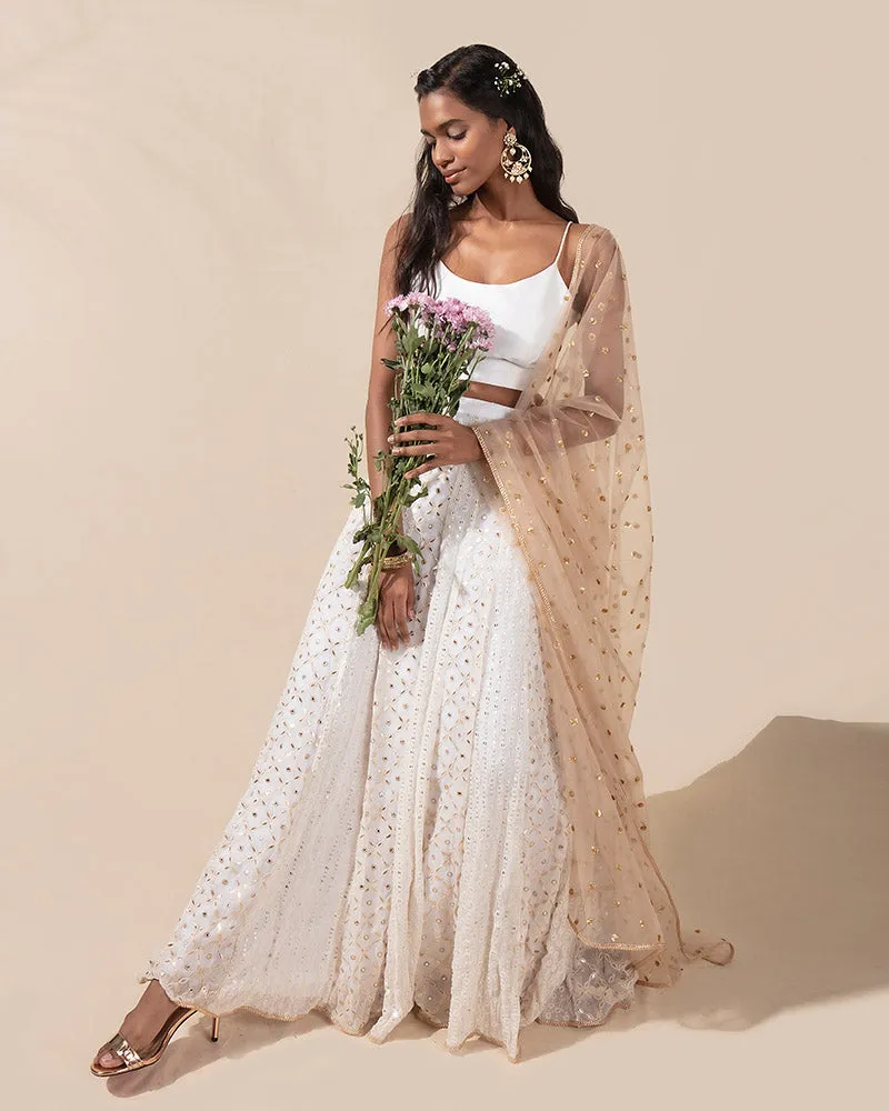 Snowflakes and Gold Lehenga Set