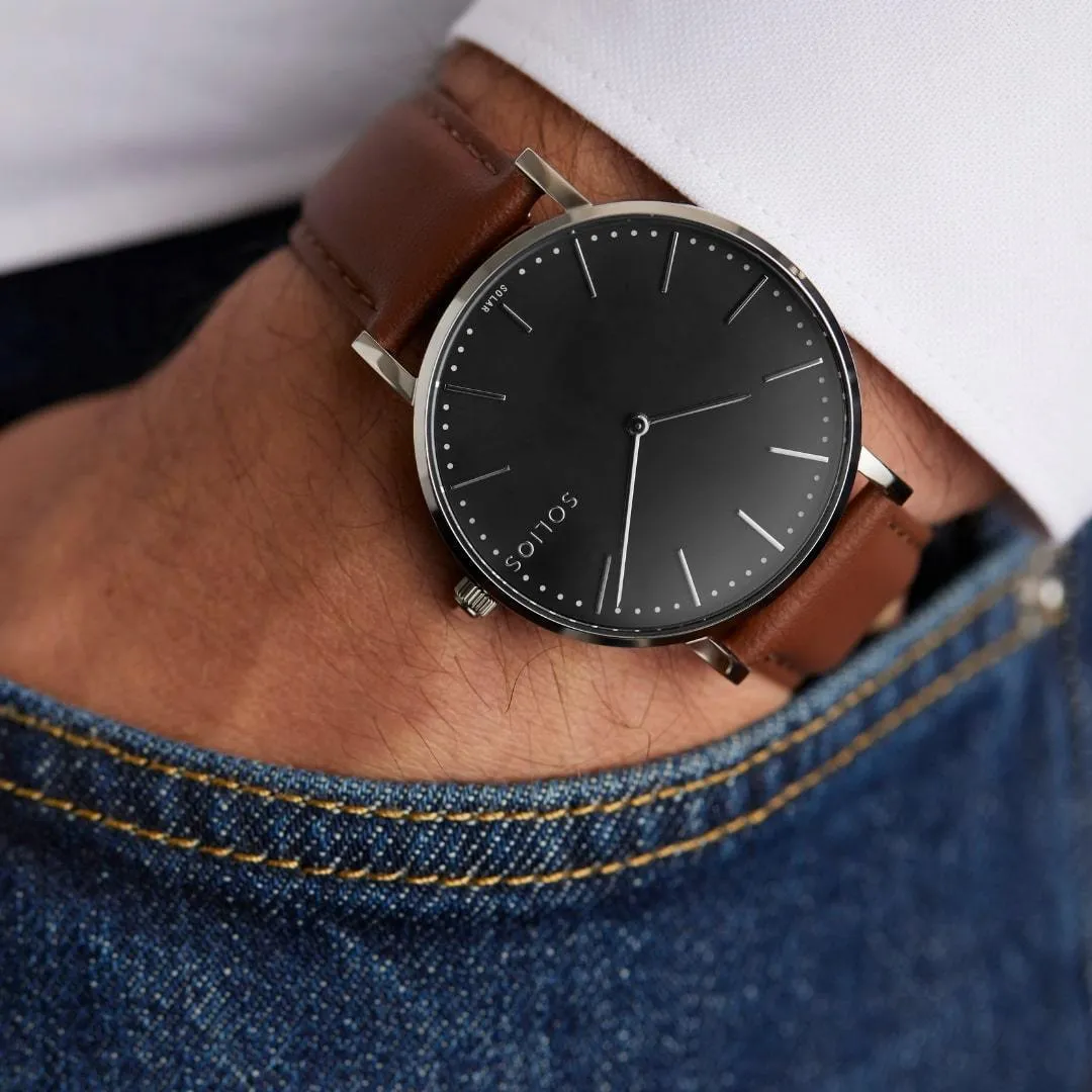 Solar Watch with Black & Silver Dial  | Grey Mesh Strap