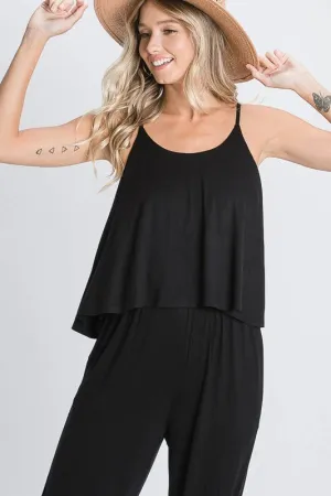 Solid Crop Jumpsuit with Pockets