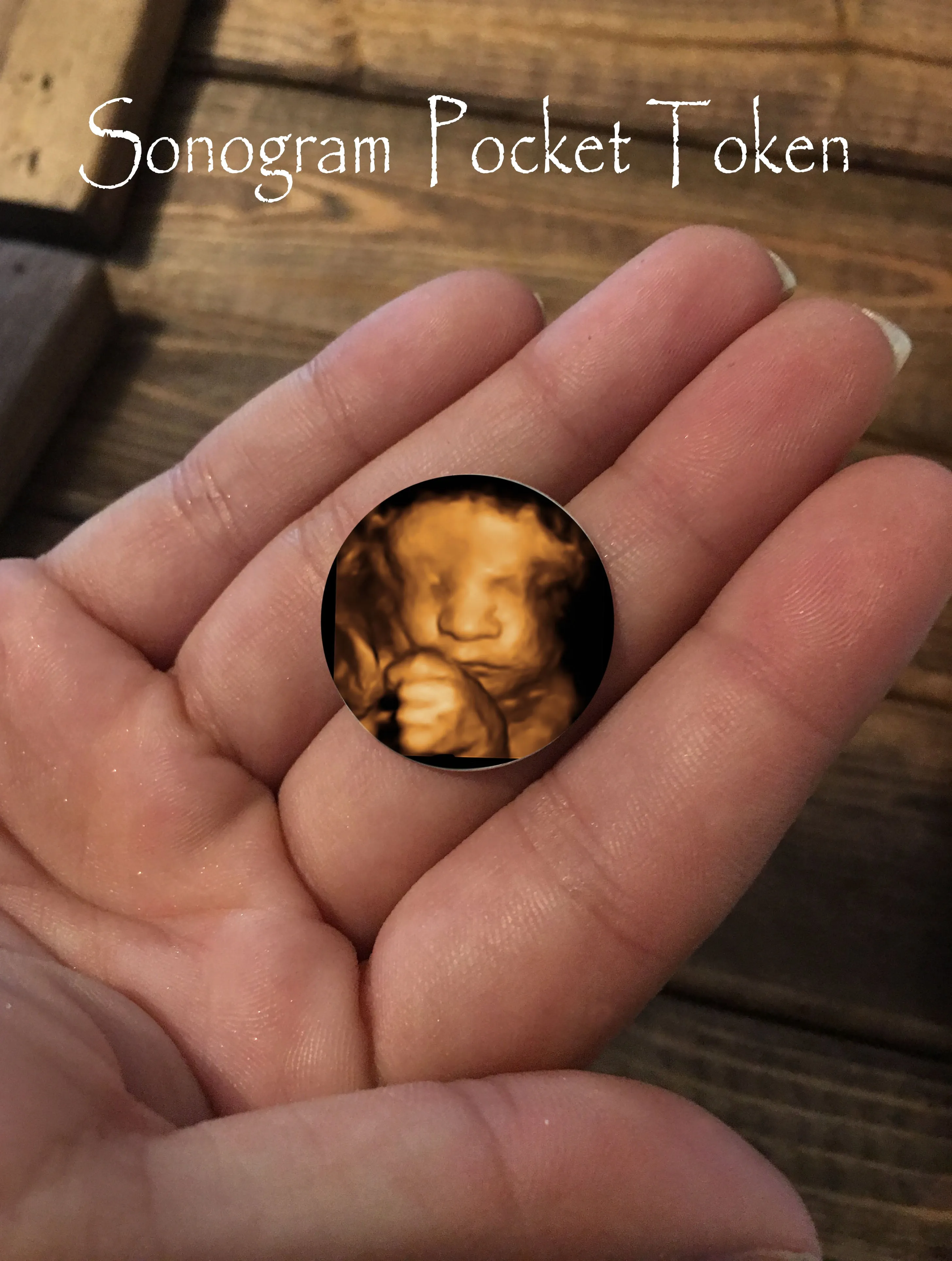 Sonogram Pocket Token - I can't wait to meet you Daddy