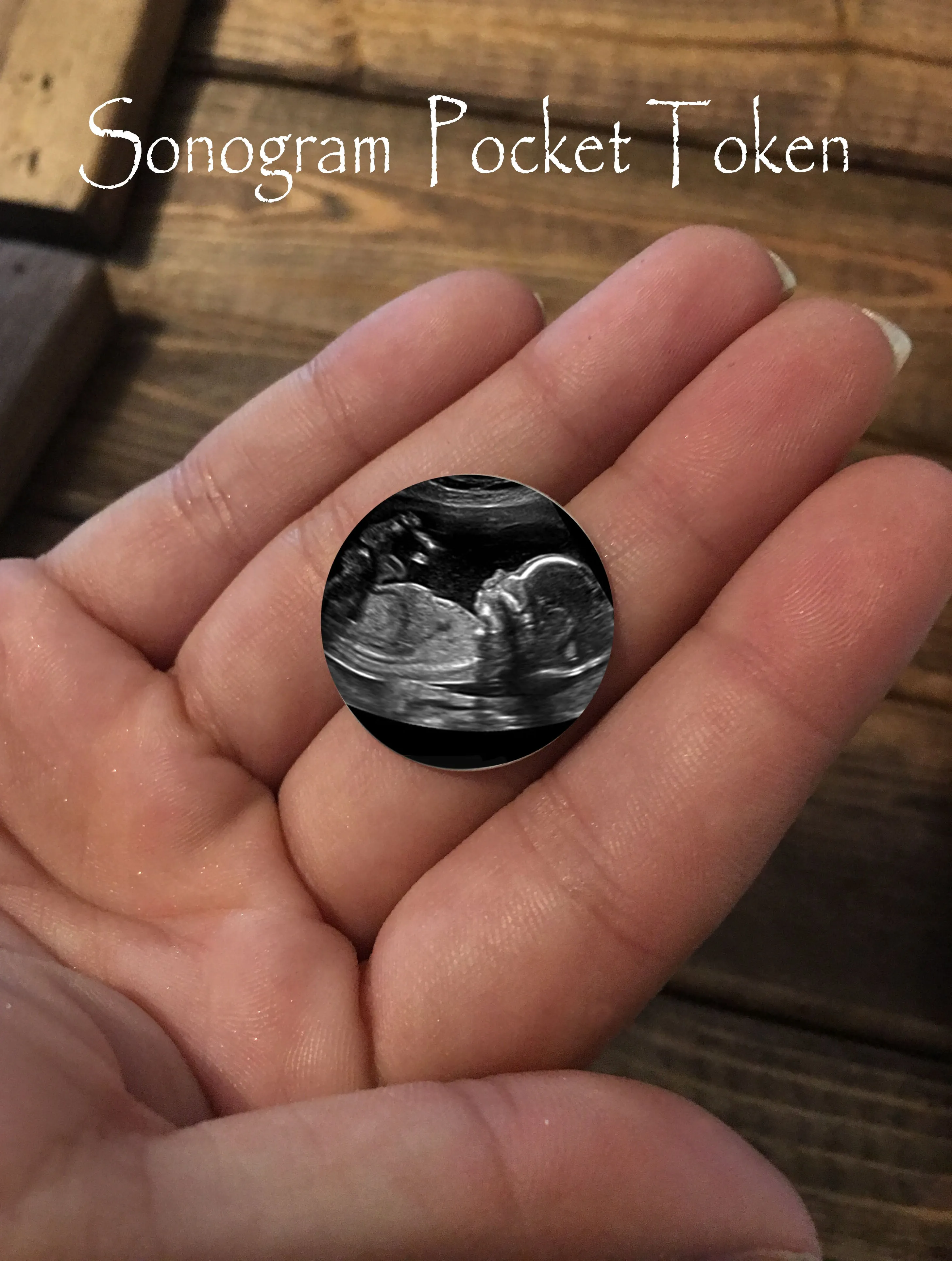 Sonogram Pocket Token - I can't wait to meet you Daddy