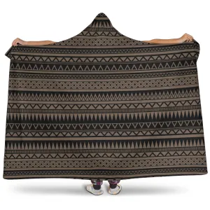 Stone Brown With Tribal Pattern Hooded Blanket Ethnic Aztec Design