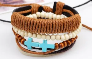 The Teal Cross Natural Bracelet