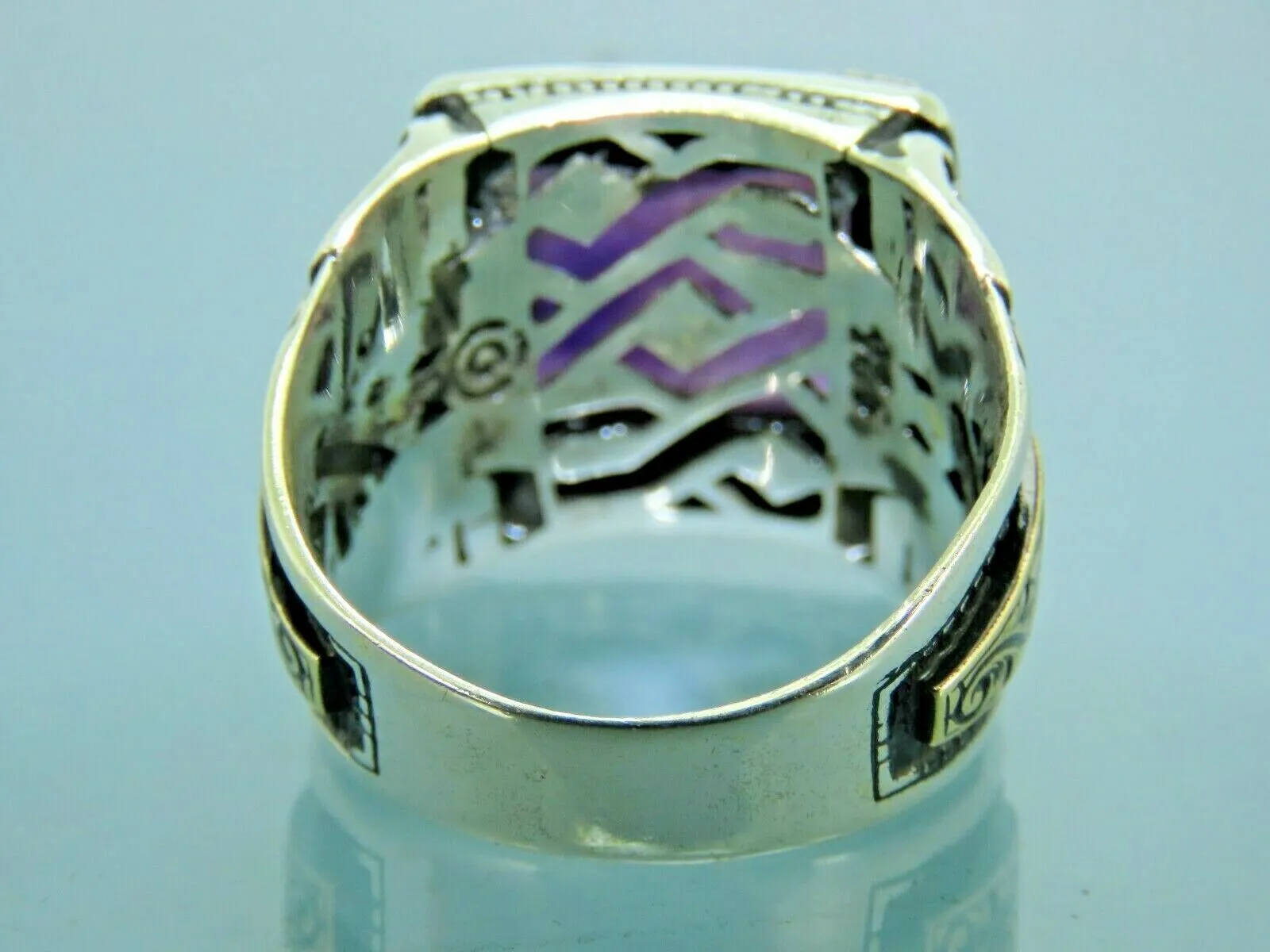 Turkish Handmade Jewelry 925 Sterling Silver Amethyst Stone Mens Rings