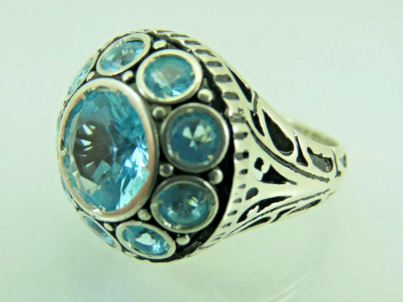 Turkish Handmade Jewelry 925 Sterling Silver Aquamarine Stone Mens Rings