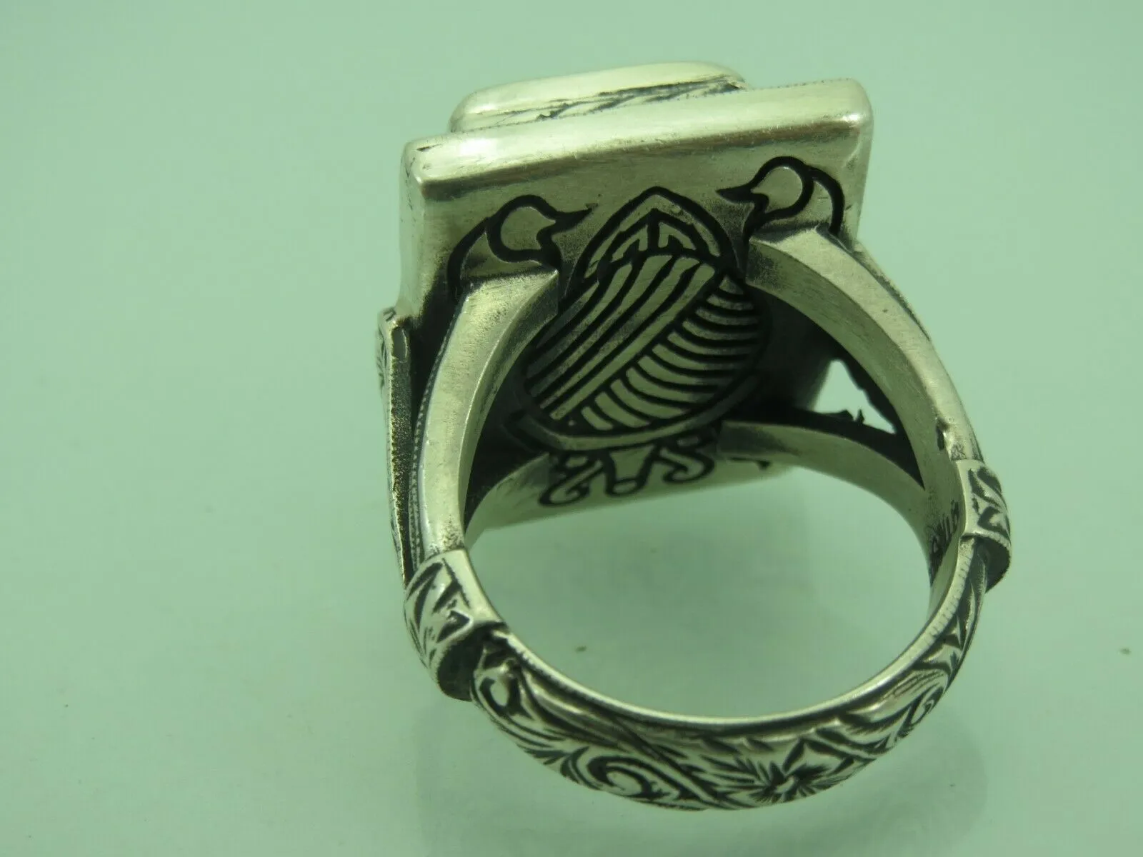 Turkish Handmade Jewelry 925 Sterling Silver Aquamarine Stone Mens Rings