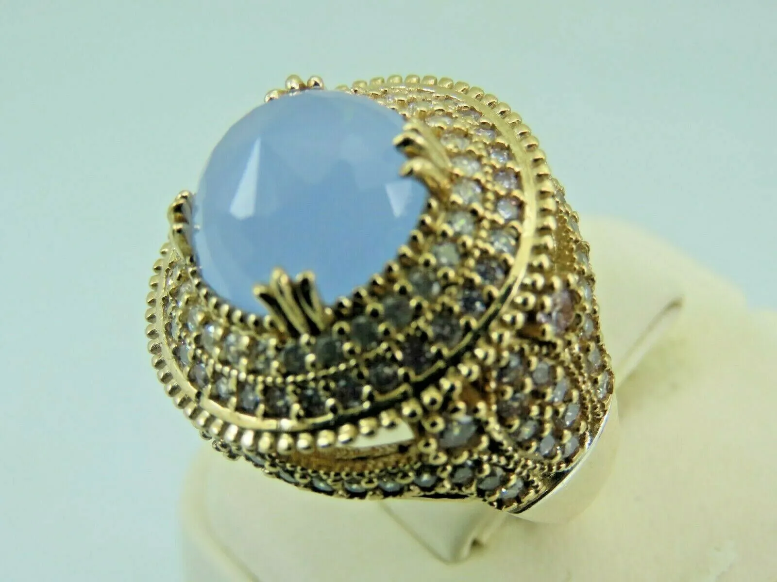 Turkish Handmade Jewelry 925 Sterling Silver Chalcedony Stone Womens Ring