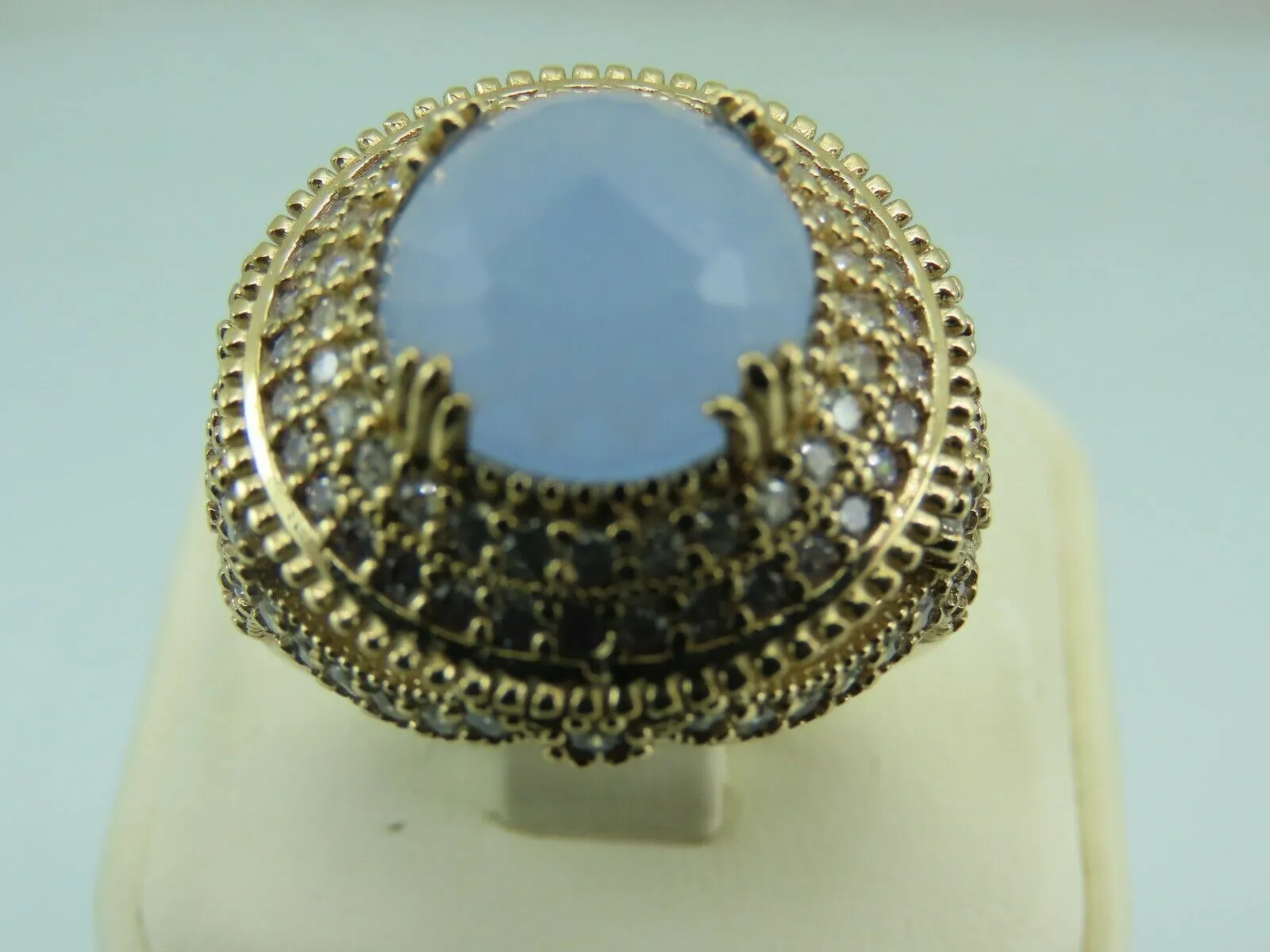 Turkish Handmade Jewelry 925 Sterling Silver Chalcedony Stone Womens Ring