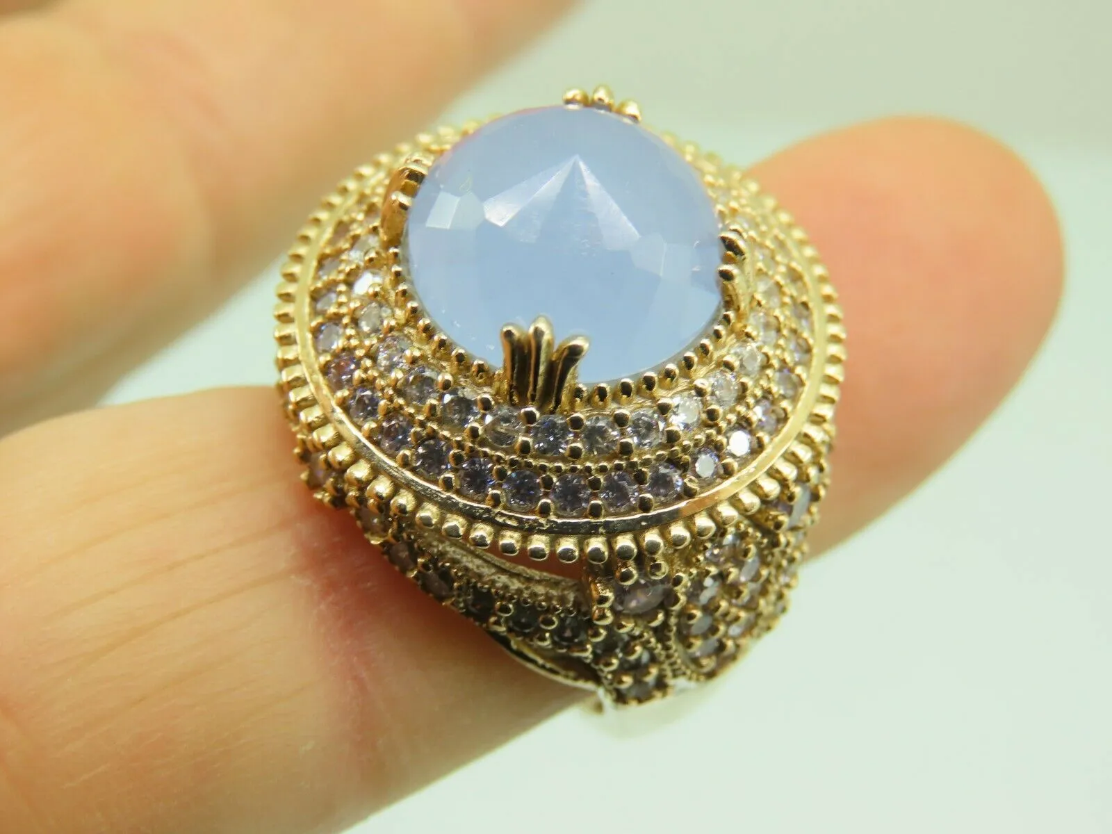 Turkish Handmade Jewelry 925 Sterling Silver Chalcedony Stone Womens Ring