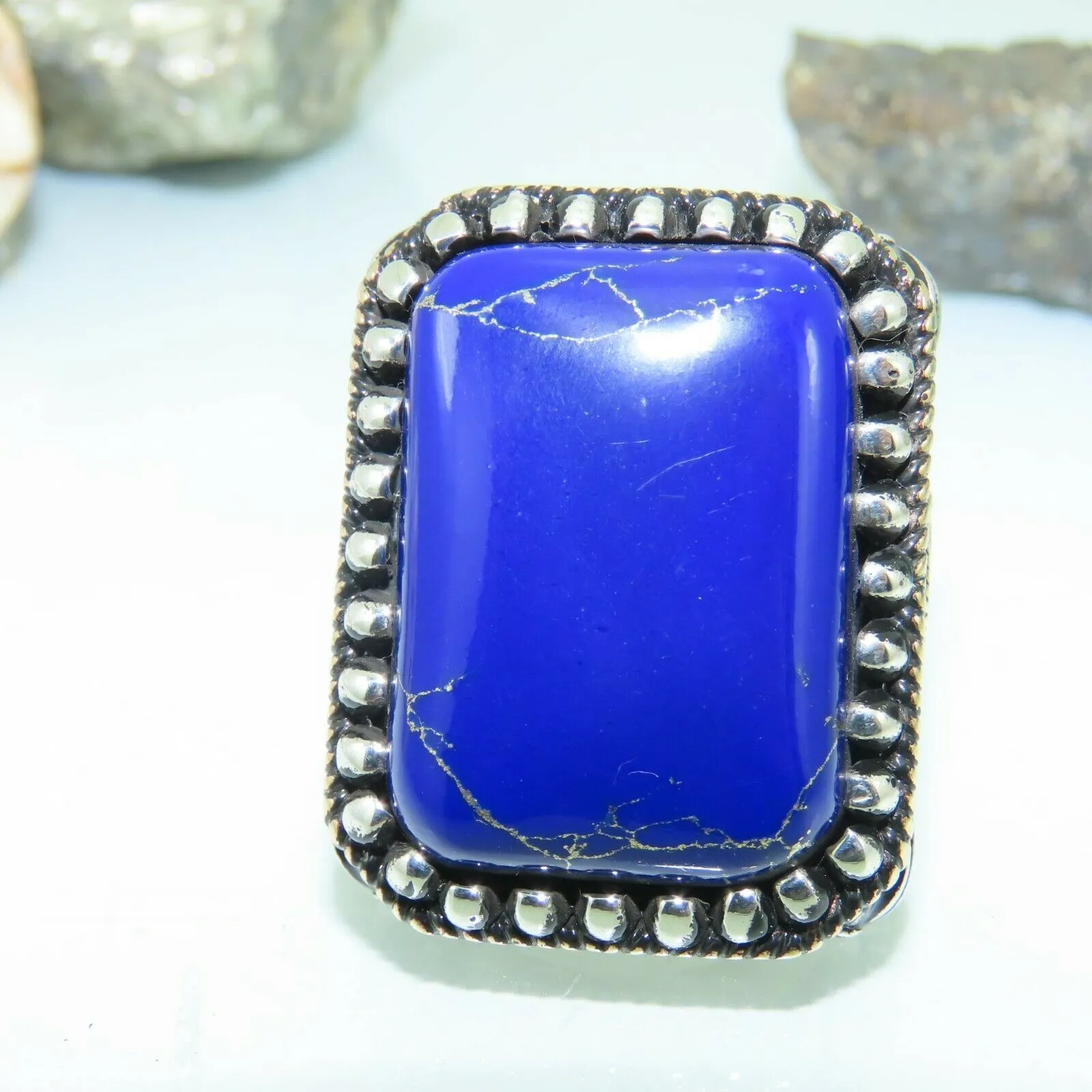 Turkish Handmade Jewelry 925 Sterling Silver Lapis Stone Men's Rings