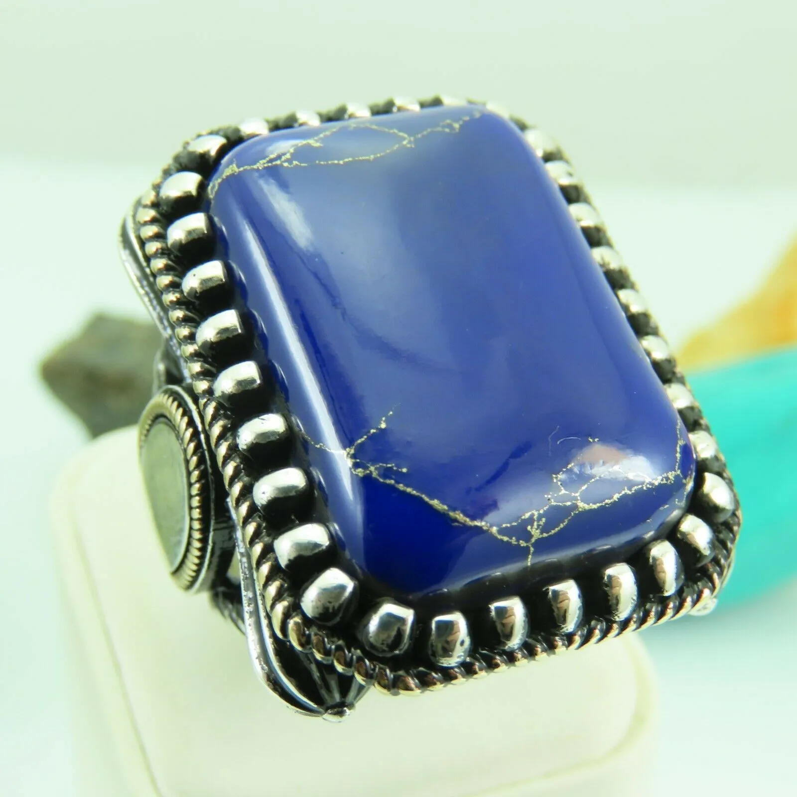 Turkish Handmade Jewelry 925 Sterling Silver Lapis Stone Men's Rings