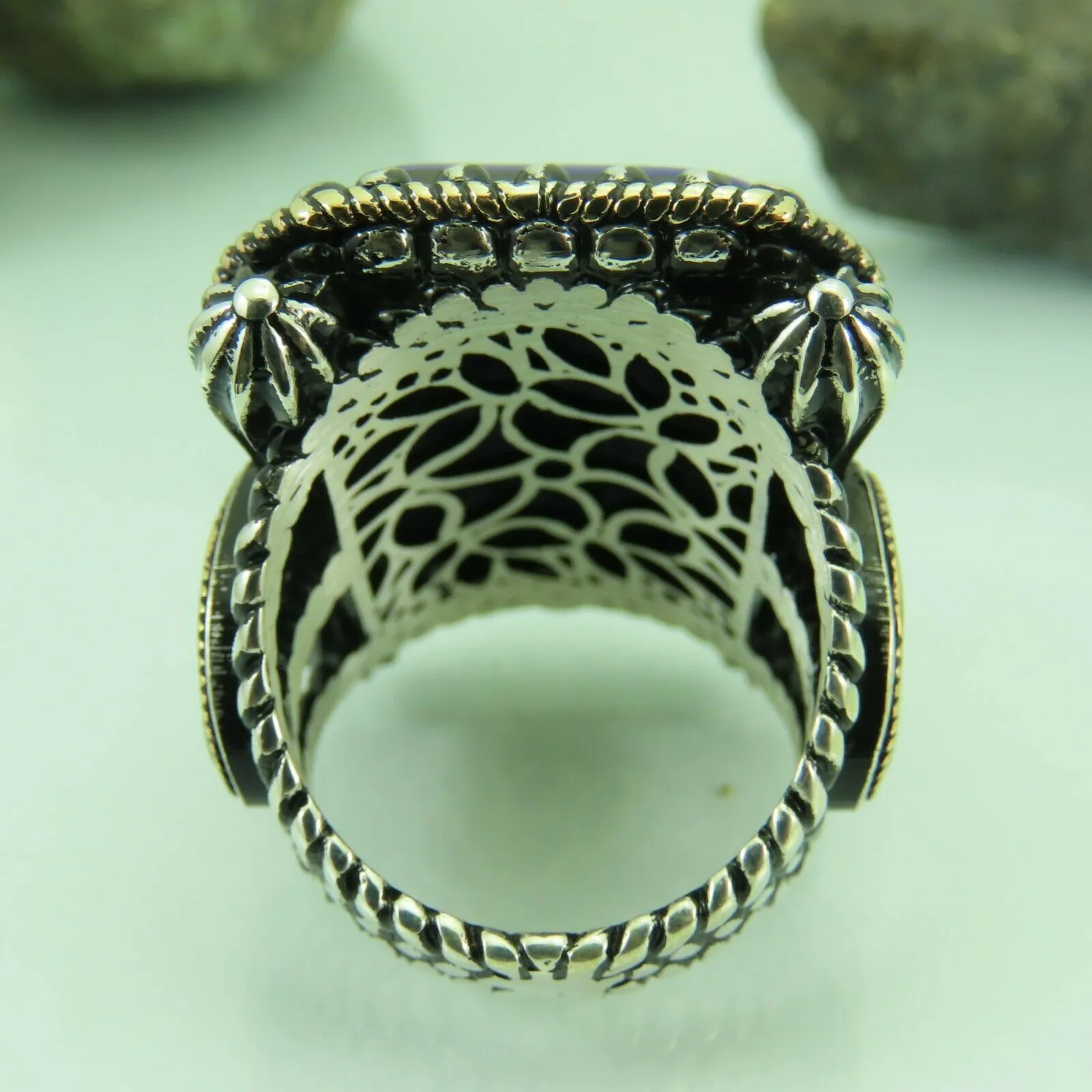 Turkish Handmade Jewelry 925 Sterling Silver Lapis Stone Men's Rings