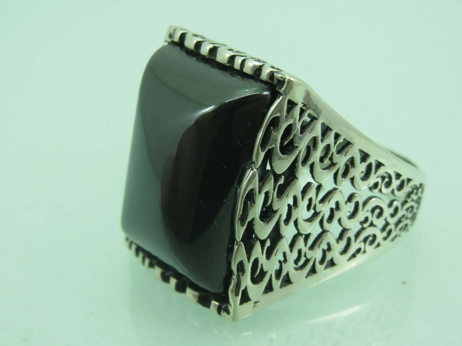Turkish Handmade Jewelry 925 Sterling Silver Onyx Stone Mens Rings