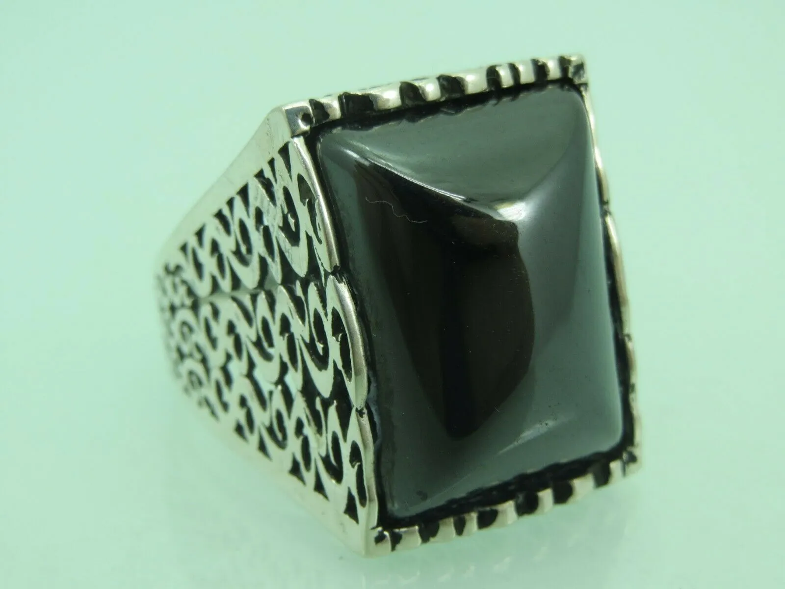 Turkish Handmade Jewelry 925 Sterling Silver Onyx Stone Mens Rings