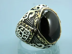 Turkish Handmade Jewelry 925 Sterling Silver Onyx Stone Mens Rings