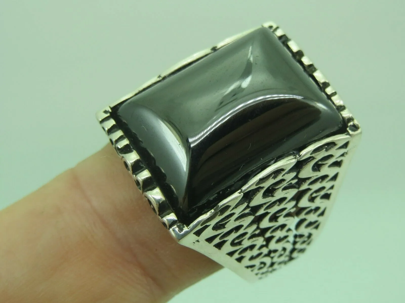 Turkish Handmade Jewelry 925 Sterling Silver Onyx Stone Mens Rings