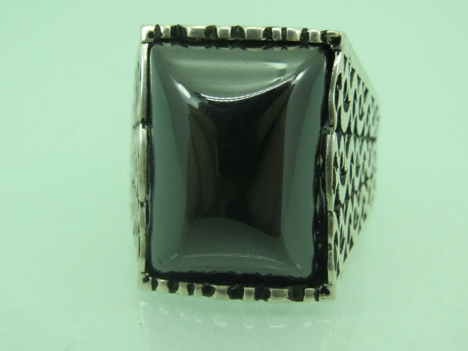 Turkish Handmade Jewelry 925 Sterling Silver Onyx Stone Mens Rings