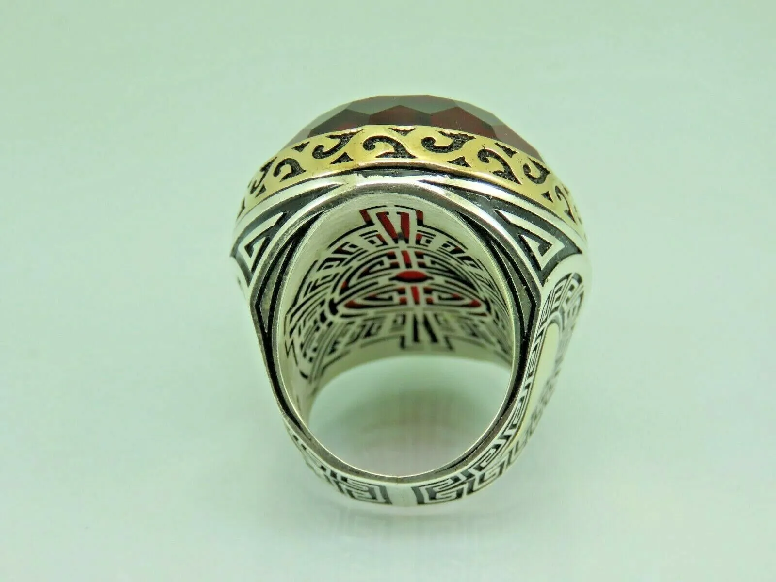Turkish Handmade Jewelry 925 Sterling Silver Ruby Stone Mens Rings