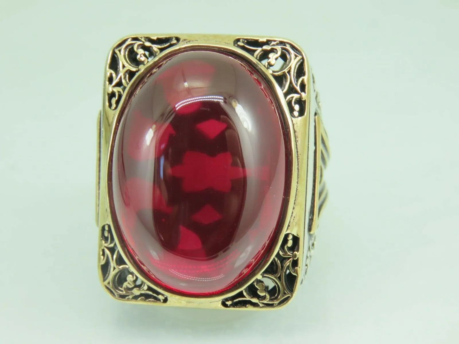 Turkish Handmade Jewelry 925 Sterling Silver Ruby Stone Mens Rings