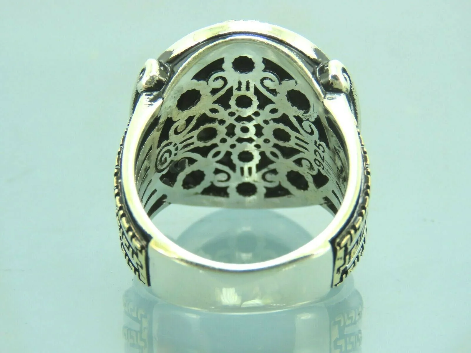 Turkish Handmade Jewelry 925 Sterling Silver Tiger's Eye Stone Mens Rings