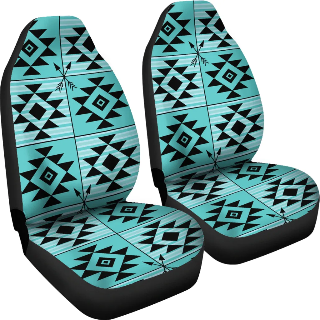Turquoise Ethnic Tribal Pattern Car Seat Covers Set