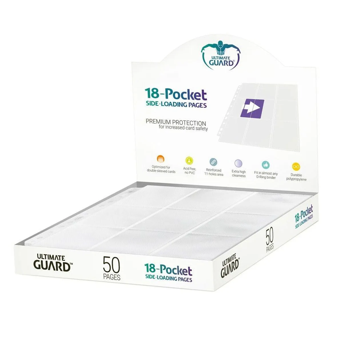 Ultimate Guard 18 Pocket Pages Side Loading White 50ct