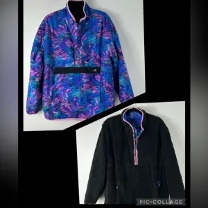 Unisex Chubbies Reversible 80s Style Pullover 1/2 Zip Jacket Medium EUC Sherpa