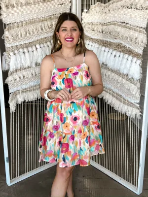 Vibrant Floral Baby Doll Dress