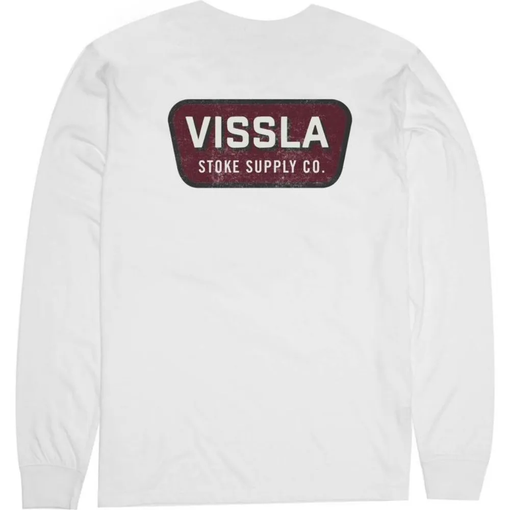 VISSLA SUPPLY CO LONG SLEEVE POCKET TEE WHITE