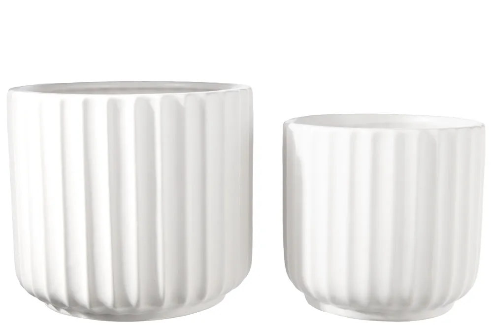 WHITE RIBBED PLANTERS