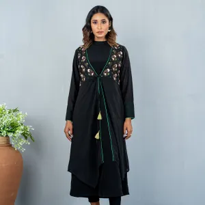 Womens Ethnic Cadigan- Black